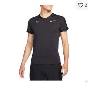 Rafa- Nike Black V-Neck Short Sleeve Performance Tee Dri-fit